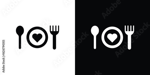 Love Plate icon, glyph style icon for web site or mobile app