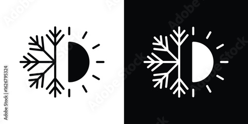 Hot and cold icon, glyph style icon for web site or mobile app