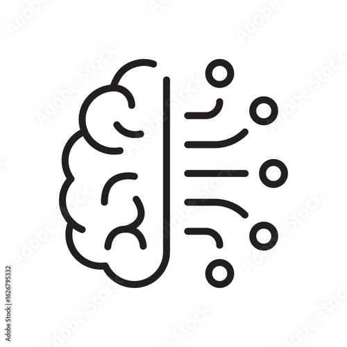 Brain neural connections line icon. Psychology, mind, intelligence sign. Human organ symbol. Vector illustration. Flat design. Editable stroke. Isolated on a white background.