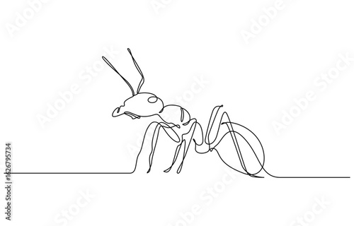 Continuous line drawing of an ant minimalist vector illustration. Editable outline
