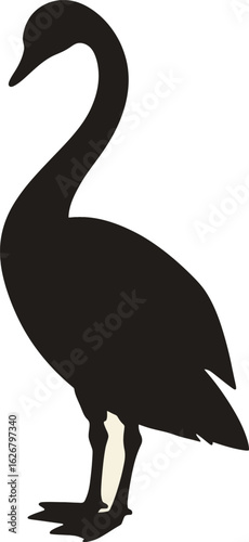 Vector art of elegant swan silhouette on a cream background a graceful waterfowl standing tall with its long neck and sleek feathers