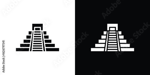 Chichen Itza icon, glyph style icon for web site or mobile app