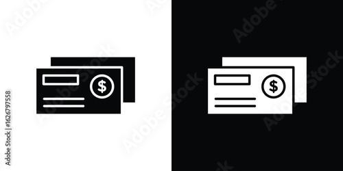 Cheque icon, glyph style icon for web site or mobile app