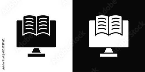 Blended learning icon, glyph style icon for web site or mobile app