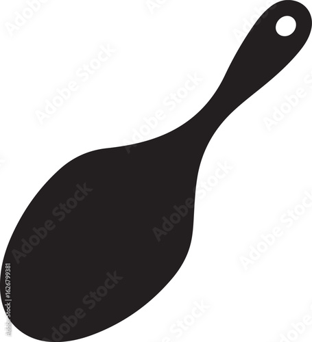 Black silhouette of a kitchen serving spoon with a hole in the handle