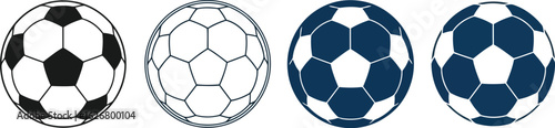 Vector art of vector illustration of soccer balls in various styles including line art and filled shapes for sports design and decoration