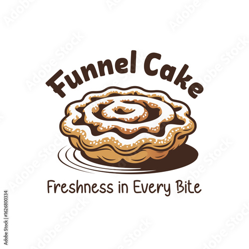 Delicious Funnel Cake Logo Design – Mouthwatering Carnival Dessert Emblem with Crispy Golden Swirls and Powdered Sugar, Perfect for Fair Stalls, Bakeries, and Sweet Snack Branding.