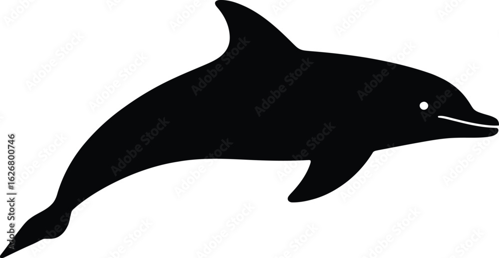 Obraz premium Vector art of silhouette of a playful dolphin jumping out of the water a captivating marine animal illustration