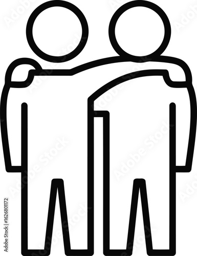 Vector art of vector illustration of two figures standing side by side with one arm around the other symbolizing friendship and support