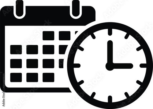 Vector art of vector illustration of a calendar and clock representing time management and scheduling for appointments and deadlines in business