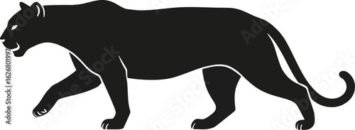 Vector art of silhouette of a panther walking gracefully, a powerful and elegant symbol of wildlife and nature in a minimalist design