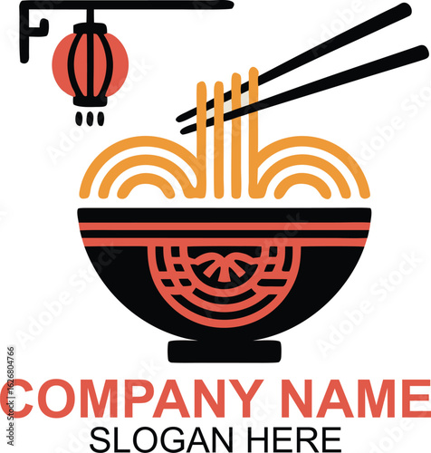 Delicious Asian Noodles Soup Restaurant Logo Design
