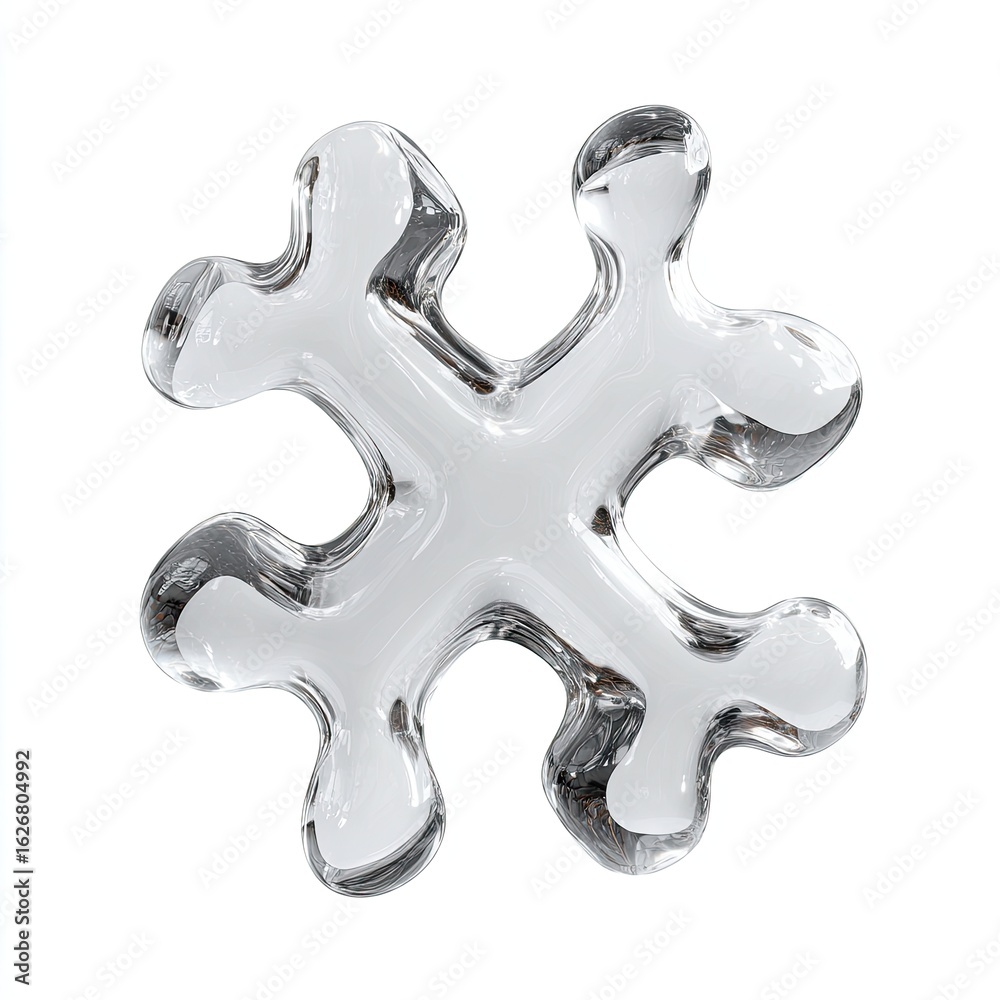 Obraz premium Clear, translucent puzzle piece cross, glassy texture