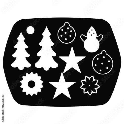 christmas cookie tray with shapes silhouette