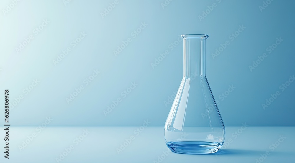 Empty flask on a light-blue surface Empty flask on a light-blue surface