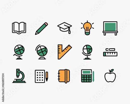 Clean and Modern Vector Pattern with School Subjects and Study Icons