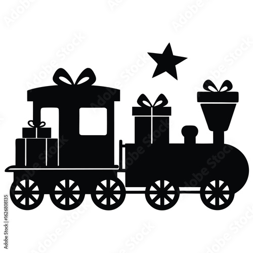 christmas train with gifts silhouette