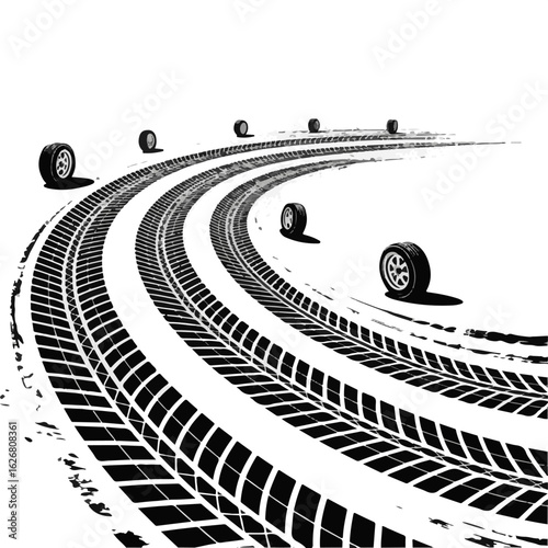 Black Tire tracks vector