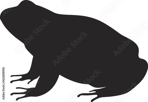 Vector art of silhouette of a frog sitting still with a smooth skin and bulging eyes waiting to catch its next meal