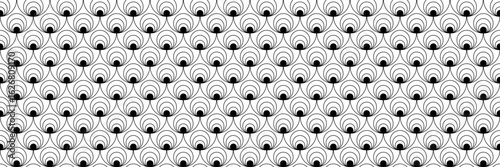 horizontal seamless black blended circle line and dot pattern for design and background.