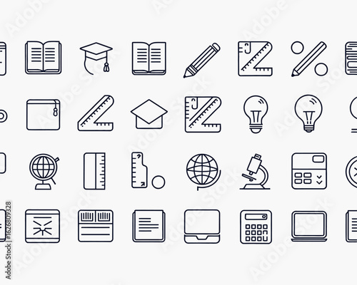 Repeating Vector Design with School Supplies and Technology Icons