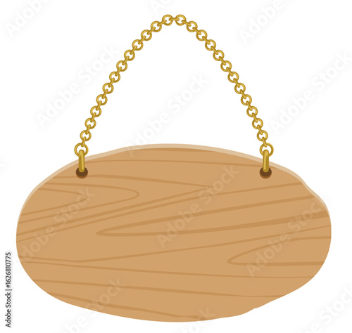 シンプルな木製の吊り下げ看板ベクター素材｜店舗・案内用イラスト｜オーク素材風(Simple Wooden Hanging Signboard Vector – For Shop Signs and Guidance (Oak Style))
