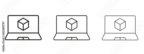 Computer simulation icon. Hand drawn minimalism style vector illustration