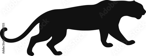 Vector art of silhouette of a black panther walking gracefully a simple yet powerful vector illustration that captures the essence of wildlife