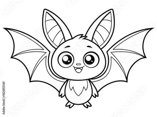 Funny bat cartoon characters vector illustration. For a kids' coloring book