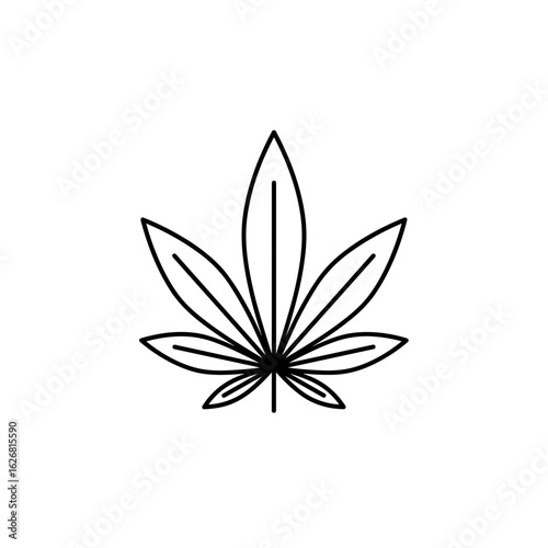 Cannabis leaf outline illustration in minimalist style  