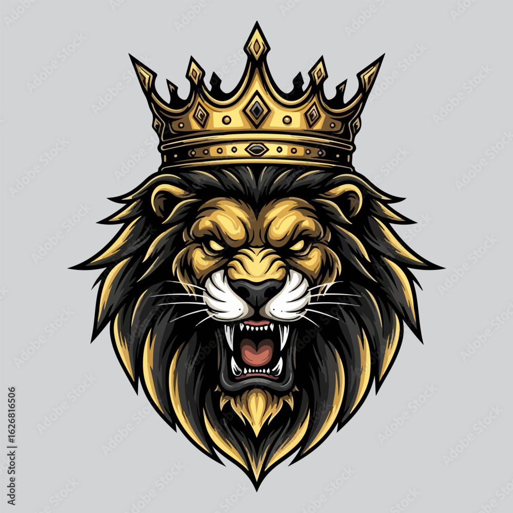 Fototapeta premium vector Golden Lion King with Crown