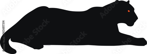 Vector art of a sleek black panther lies in wait its powerful muscles coiled ready to pounce in this striking vector illustration