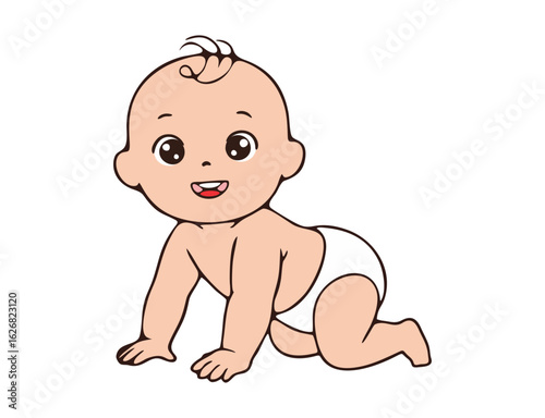 vector baby crawling happy cartoon