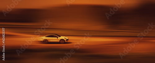 Fast car. Abstract photo of a fast car with a blurred background