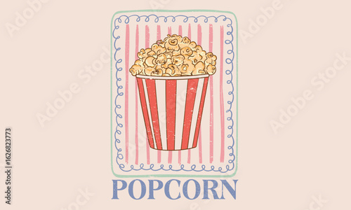 Popcorn graphic print deign for t shirt.