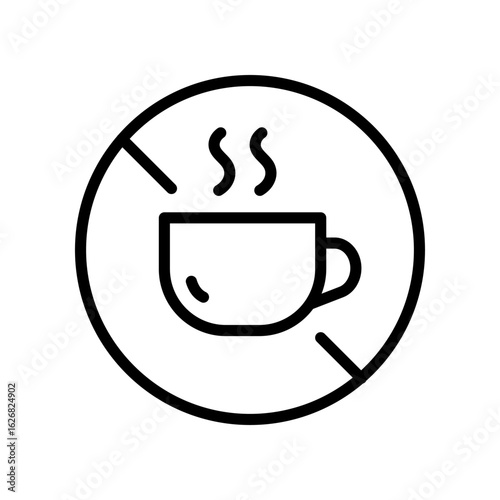 Caffeine free icon. Decaffeinated drink. Product free ingredient. Anxiety, insomnia prevention method. Vector isolated drawing