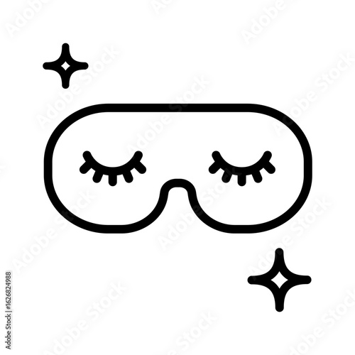 Cute sleep mask icon. Outline sleeping night mask with eyelashes. Vector line simple symbol. Isolated on white