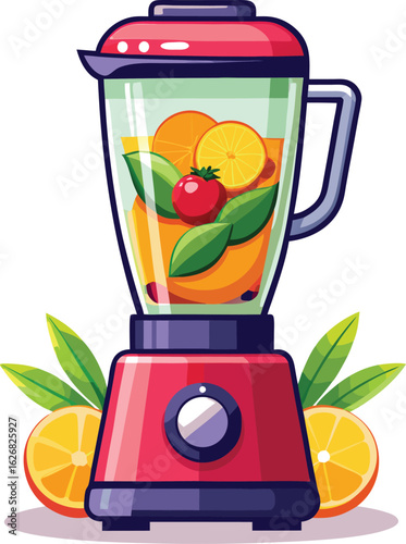 A sleek modern blender with fresh fruit