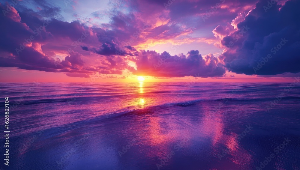 Fototapeta premium Vibrant sunset over a tranquil sea