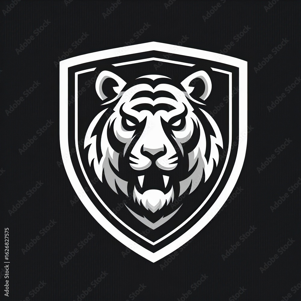 Obraz premium Monochrome Tiger Head Mascot Logo