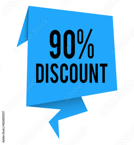 get up to 90% off now with this simple vector graphic, yellow promotion banner, digital e-commerce price reduction label