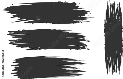 set of hand drawn brush strokes vector. rectangle, square and round freehand drawings. Ink splatters painted lines, artistic design elements. waves, circles, triangles. Vector paintbrush set.