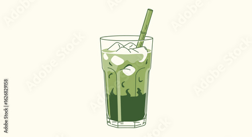 Refreshing Matcha Drink with Ice A Vibrant Green Beverage