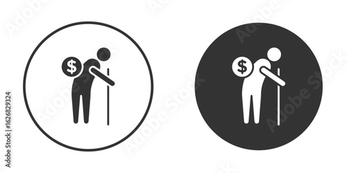 Retirement icon vector silhouette in black. simple flat icon vector.