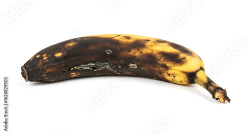Overripe Banana with Dark Spots – White Background