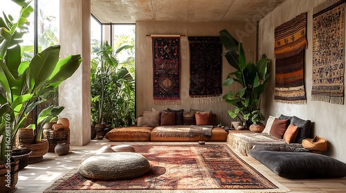 Wallpaper Mural Bohemian lounge with woven textiles Torontodigital.ca