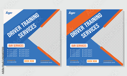 Professional driving school social media post design template