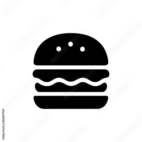 ハンバーガーのシルエットアイコン｜Silhouette icon of hamburger