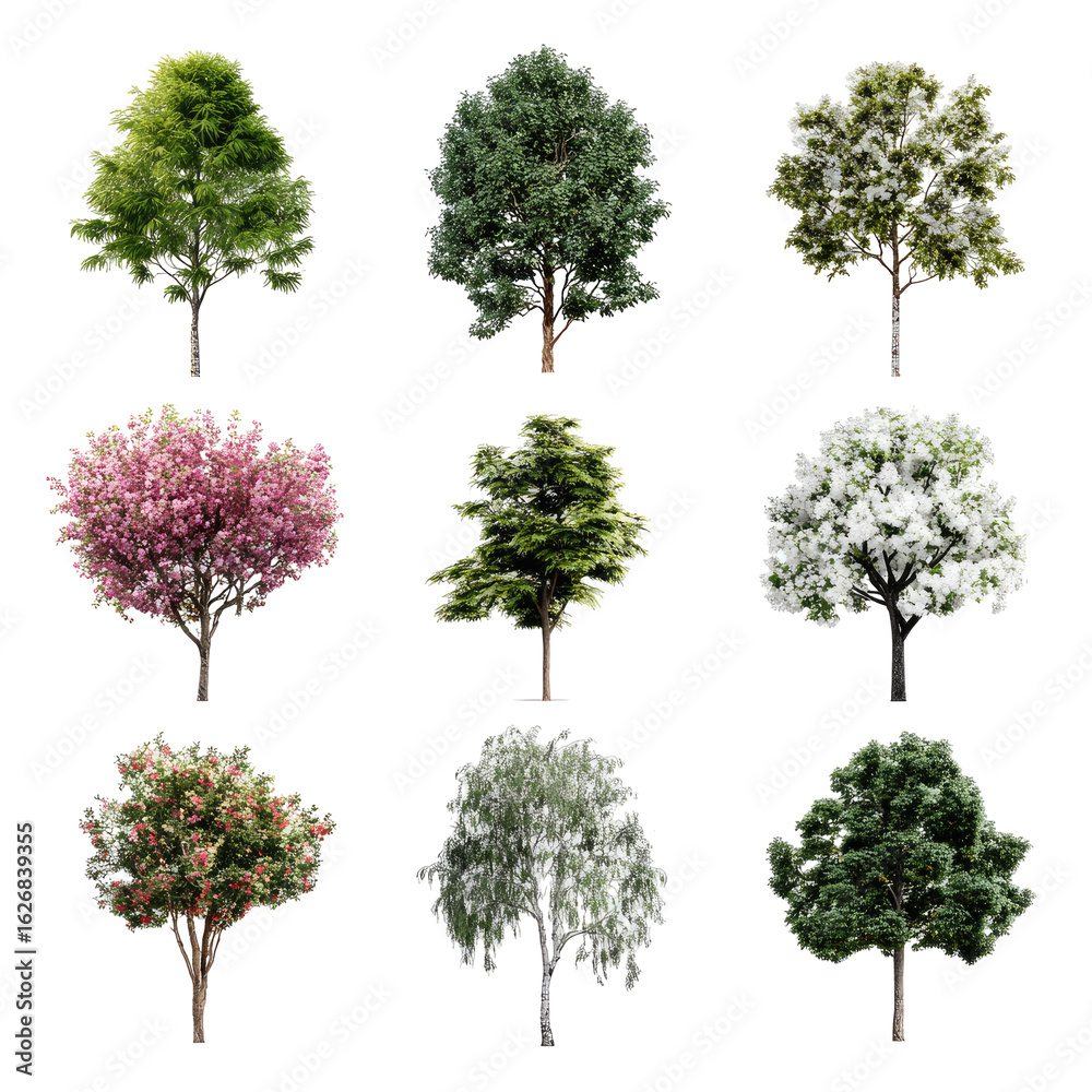 Fototapeta premium Collection of various tree types