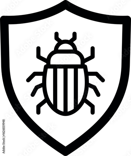 Bug shield icon cybersecurity antivirus protection